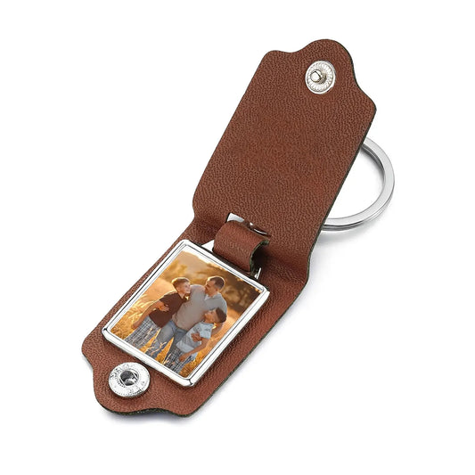 Custom Photo Leather Keychain