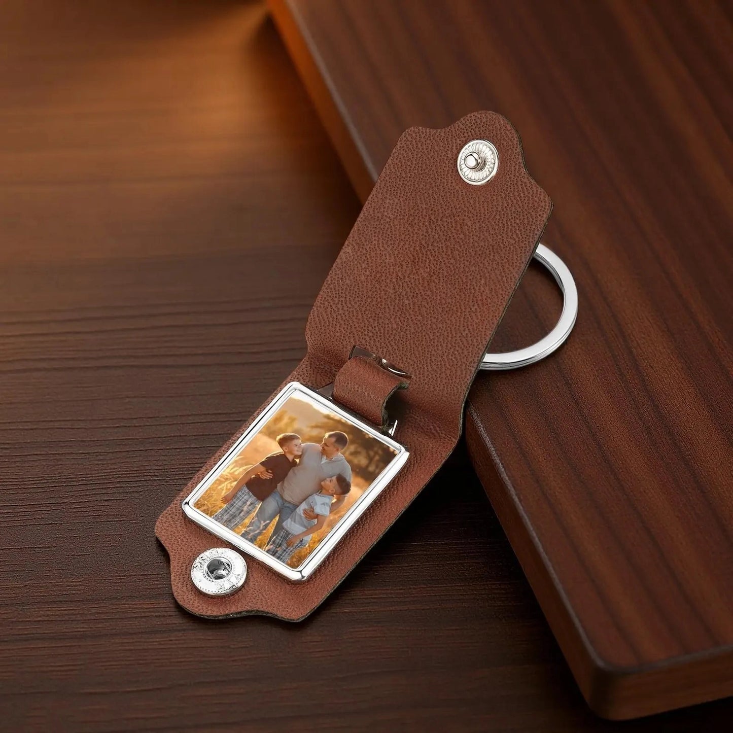Custom Photo Leather Keychain